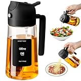 SWEET VIEW 2 in 1 Ölsprüher zum Kochen, 470ml Glasölflaschen/Olivenöl Sprühflasche für Salat, Grillen und Heißluftfritteuse (Schwarz)