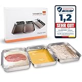 TOPANBIETER 999 Panierset - 3-teiliges Set aus Edelstahl - Spülmaschinengeeignet - Perfekt für Schnitzel - Panierschalen