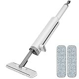Bodenreinigung Mop – Automatischer Handreinigungs-Mop | 3-in-1 Flachdruckmopp drehbar mit Spaltenbürste und 2 wiederverwendbaren Mikrofaserpads | starkes Werkzeug