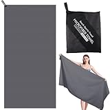 Zocipro Mikrofaser Badetüch Groß,180x80cm Kompakt Schnelltrocknend Mikrofaser Saunatuch, Strandhandtuch Leicht, Reisehandtuch und Handtuch für Sport Travel Yoga Camping Beach Gym(Grau)