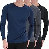 BOOMCOOL Herren-Kompressions-Shirts, kurzärmelig, Sport-Baselayer-T-Shirts, Tops, athletisches Workout-Shirt, 3er-Pack, Cx30 - schwarz, grau, blau, XX-Large