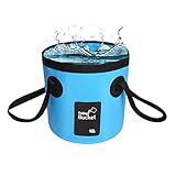 Eimer faltbar, 12L angeleimer,Tragbarer Camping Eimer mit Griff, Ultraleichter Outdoor-Waschbecken-Angeleimer, Faltbarer Eimer zum Angeln, Camping, Wandern, Autowäsche und mehr,Blau