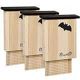 PawHut Fledermauskasten 3er-Set, Fledermaushaus, Nistkasten für Fledermäuse, Fledermausbox zum Aufhängen für Sommer, Winter, Tannenholz, 25 x 6 x 37,5 cm, Natur