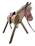 Rülke Holzspielzeug Gartenpferd Tom - Set in Rosa inkl. Sattel, Halfter, Führleine Holzpferd für draußen |125x 135x 100 cm (LxHxB) | Bis 100 kg | ab 3 Jahren | Handgefertigt in Deutschland