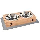 BOENTA hundenapf, futternapf Katze, futternapf Hund, fressnapf Katze, hundenapf kleine Hunde, fressnapf Hund, hundenapf Edelstahl, Mit napfunterlage Hund (350 ml pro Schüssel)