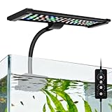 Aquarium LED Clip On Beleuchtung, 18 W Vollspektrum Aquarium Beleuchtung Sunrise-Day-Sunset-Moon Aquarium Licht für 30-60CM Süßwasser Aquarium, Einstellbare Timer mit 9 Farben für Bepflanzte Aquarien
