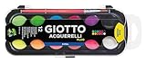 GIOTTO Aquarelli Fluo, Wassermalkasten mit 12 Neonfarben inkl. Pinsel