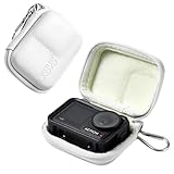 Linpr Action-Kameratasche kompatibel mit DJI Osmo Action Pro 5/4/3, Insta360 Ace/Ace Pro 2, Go Pro Hero 13/12/11/10/9 Schwarz, kleine harte Reise Schutzhülle Tragetasche mit Karabiner (weiß)