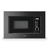 Klarstein Verosteel Einbaumikrowelle 60 cm mit Grill – 20L, 700W Mikrowelle & 800W Grill, 8 Programme, Touch-Bedienung, Edelstahl, Auftaufunktion, LED-Innenbeleuchtung, Schwarzer Edelstahl