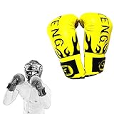 PLUS PO Kinder Boxhandschuhe Muay Thai Sparring, Training Kampfsport, Punchinghandschuhe Coachinghandschuhe Für Jungen, Mädchen Yellow,Adult