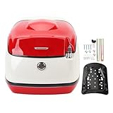38L Motorrad-Topcase, Modischer Look, Wasserabweisend, Viel Platz Im Kofferraum-Top-Case, Roller, Elektrofahrrad (rot-Weiss)