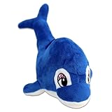BEMIRO Delfin Kuscheltier – 32 cm lang, gestickte Augen, mit Schlaufe, kuschelig weich (Dunkelblau)