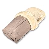 Fellhof 108308 Lammfell Fußsack Cortina, Oeko-TEX® Zertifiziert, 45x97 cm, Wind- und wasserdicht, waschbar bis 30°C, Öffnung am Fußende (beige-Melange)