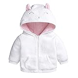 Verve Jelly Neugeborene Säugling Baby Jungen Mädchen Cartoon Fleece Kapuzenjacke Mantel mit Ohren Warm Outwear Mantel Reißverschluss Overcoat Herbst Winter Dicke Kleidung, weiß, 6-9 Monate