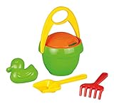 Lena 05323 - Happy Sand Spielset, 5 Teile, Sand und Wasser Spielzeug Set für Kinder ab 2 Jahre, mit Sandeimer, Sieb, Sandförmchen, Sandschaufel und Rechen aus Kunststoff, Sandspielzeug Eimergarnitur