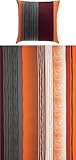 REDBEST Bettwäsche, Bettgarnitur Single-Jersey Terra-braun Größe 80x80 cm / 135x200 cm - Wendekissenbezug, temperaturausgleichend, bügelfrei, mit Reißverschluss