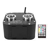 Fernbedienung Twinkle Glasfaserlicht, Doppelanschluss 50W RGB LED Star Deckensternlicht, App -Steuerung, Geeignet für Auto, Heimkino, Pool, Synchronisation mit Musik (EU -Stecker)