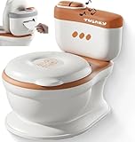 Twinky® Töpfchen für Baby & Kind – 3-in-1 Potty Trainer & Kindertoilette für Baby Toilette Inkl Spülklang, kompaktes Design, Musik und Rollenhalter – perfekter Toilettensitz für Kinder – Braun