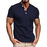 Herren-Poloshirt, schmale Passform, leicht, 1/4-Knopf-Ausschnitt, Golf-Shirt, Outdoor, Athletik, Tennis, Performance, atmungsaktives T-Shirt, navy, XXL