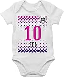 Baby Body Junge Mädchen - 2024 EM Fanartikel - Deutschland Fussball Trikot Germany Name und Nummer personalisiert - 3/6 Monate - Weiß - für fußball personalisierter europameisterschaft