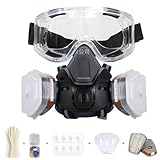 Gasmaske Vollmaske,Vollmaske Atemschutzmaske Staub Survival Nuklear und Chemie mit Aktivkohlefilter,Staubmasken Atemschutz Feinstaub für Gase Dämpfe, Chemikalien (MS58-Halbgesicht Atemschutzmaske)