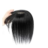 Körperpflege Haarteile for Frauen, Echthaar, 8 x 12 cm, Cover Topper mit Pony, Haarteile for Anklipsen von Pony bei dünner werdendem Haar for den täglichen Gebrauch Haarverlängerungen(10 inch,Jet blac