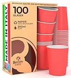 100 Stk. Heiß- und Kaltgetränkebecher Rot, Pappe beschichtet, 8oz., 200 ml / Dieser hitzebeständige Premium-Pappbecher kann sowohl als Heißgetränkebecher - als auch für Kaltgetränke Verwendet Werden