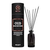 Raumduft Diffuser Oud 100ml - Intensiv & Langanhaltend Aroma Natürlich - Duft für Männer - Langanhaltender Aroma - Holzduft - Aromatisieren fur Raum - Reed Diffuser Oud