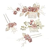 STOBOK 4 Stück Gold Hochzeit Haarkamm Perle Blume Braut Haarschmuck Strass Brautschmuck Kamm Haarspange für die Braut Brautjungfer - Rosa Blume