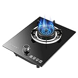 Gasherd, einzelner Gasbrenner, 32 cm, mit Gusseisen-Pfannenstützen, ideal für Zuhause, Küche, Tisch/eingebetteter Einzelherd