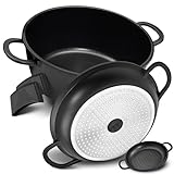 TLESS® 2in1 Aluguss Bräter mit Deckel backofengeeignet | Schmorpfanne & Schmortopf oder als Bratentopf für Induktion | sehr leicht & widerstandsfähig | Ø 28 cm 6 Liter schwarz