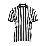 Gestreiftes Schiedsrichter-Shirt, kurzärmeliges Schiedsrichter-Shirt, atmungsaktives Hemd mit Kragen, offizielles Schiedsrichter-Shirt für Erwachsene, Damen, Herren, gestreiftes Schiedsrichter-Trikot,