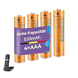 NI-MH Akku 830mAh (1.2V) für Panosonic Schnurlos Telefone, HHR-83AAABU Wiederaufladbare Batterien AAA für Gigaset Mobilteile - 4 Stück