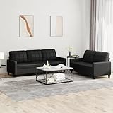 SECOLI Sofa Set 3 2 Wohnzimmer Sofa 3 sitzer und 2 sitzer Sofa garnituren 3-2 Sofa Kunstleder Couch Sofa fürWohnzimmer/Schlafzimmer/Büro/Wohnung-Schwarz-3-sitzer+2-sitzer