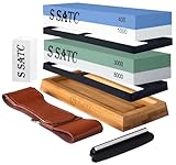 S SATC Profi Schleifstein 8-in-1 Wetzstein für Messer Langlebig Abziehstein Körnung 400 1000 3000 8000 Whetstone Schärfstein Messerschleifstein Set
