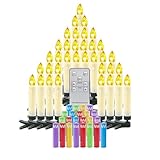 Dixmas Weihnachtskerzen LED 30 stk mit Fernbedienung und Batterien,LED Kerzen mit Timerfunktion, Flammenlose Christbaumkerzen Kabellos