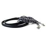 QHP Schlaufzügel mit Rundkordel teilbar weiches Leder schwarz, braun (Warmblut, Schwarz)