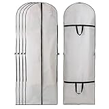 4 Stück Hochzeitskleid Abdeckung Kleid Kleidung Aufbewahrungstasche faltbar feuchtigkeitsfest waschbar stabil tragbar mit Griff oben Öffnung Reißverschluss für lange