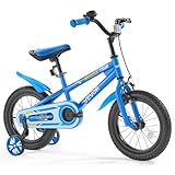 VEVOR Kinderfahrrad, 14 Zoll BMX-Stil-Fahrrad, empfohlene Kindergröße 95-116 cm, Stützräder inklusive, 4-8 Jahren Kinder, Kleinkinderfahrrad für Jungen und Mädchen zum Fahrradlernen, blau