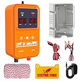 7 KV-13 KV Weidezaungerät mit LED Anzeige, 2J Wasserdicht Elektrischer Weidezaun, 15 KM Reichweite Eelektrozaun für Schutz von Nutztieren,Haustieren,Geflügel, Hausweide,Gärten (Orange)