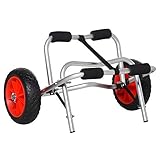 HOMCOM Alu Kanuwagen Kajakwagen Surfwagen klappbar mit Gurt Kunstleder-Räder Silber bis 75 kg 68 x 44,5 x 40 cm