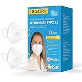 TechniSat TECHNIMASK 2.1 – 10 Stück FFP2 Maske aus Deutschland (Dolomitstaub-geprüft, 5-lagige Atemschutzmaske mit hochwertigem Vlies, geringer Atemwiderstand, Made in Germany)