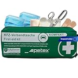Petex Verbandtache KFZ-Verbandtasche, grün, kompakt, aktuelle Norm 2022, Inhalt nach DIN 13164:2022