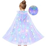 Goenb Leuchtende Prinzessin Cape, LED Prinzessin Cape LED Kapuzenumhang Light up Mantel Kostüm für Mädchen 3-10 Jahre alt für Weihnachten Karneval