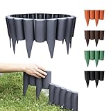 GARDENIX Rasenkante Kunststoff - 2.5m Beeteinfassung Holz, Holzpalisaden Beeteinfassung, Palisaden Beetumrandung, Beetbegrenzung Palisade Anthrazit, Palisade Holzoptik, 10 Module, UV-beständig