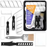 ENCOUN 12er Farbroller Set, Professional Malerset, Farbroller Wandfarbe, Malerpinsel Set mit Farbwanne, Farbroller Bügel, Abdeckfolie, Farbroller, Kreppband, Pinsel für Malerset Streichen