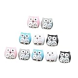 Parliky 10 Stück Teiliges DIY Eulen Figuren aus Kratzfestem Harz Realistische Miniatur Dekoration für Moosgärten und Landschaften Bunte Ornamente für Garten und Zuhause