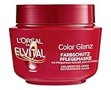 L'Oréal Paris Elvital Haarkur für längeren Farbglanz, Für coloriertes, getöntes oder gesträhntes Haar, Intensivkur mit Pfingstrosen Extrakt und UV-Filter, Color Glanz Farbschutz Pflegemaske, 1x300 ml