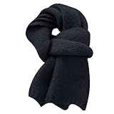 Satin-Schal, Schlafmischung, Strickschal für Damen, Winter, vielseitig, weich und warm, Wollschal, Winterschals, Schwarz , A