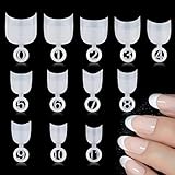 MWOOT 600 Stück Oval Kurz Fake Nageltips Künstlich Nagelspitzen, Französisch Acryl Halbe Abdeckung Falsche Nail Art Tips für Gelnägel DIY Haus Salon Maniküre Frauen Dekoration, 12 Größen (Weiß)